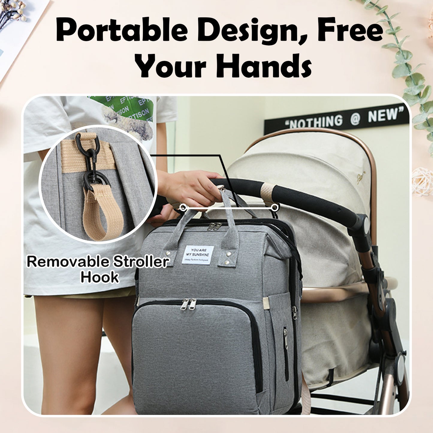 Personalized 3 in 1 Diaper Bag Backpack with Changing Station  Multifunctional Large Baby Diaper Bags for Boys & Girls Portable Custom Lightweight Changing Bag Newborn Baby Essential Gifts