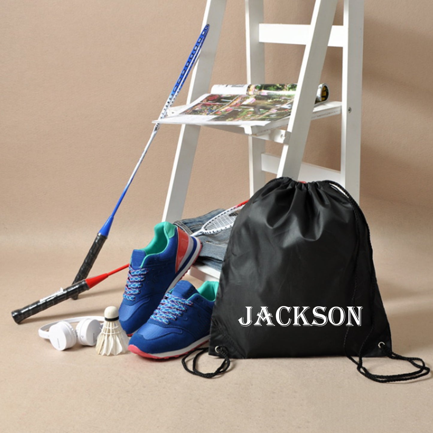 Personalized Drawstring Backpack with Custom Name | Durable Customized Party Bag