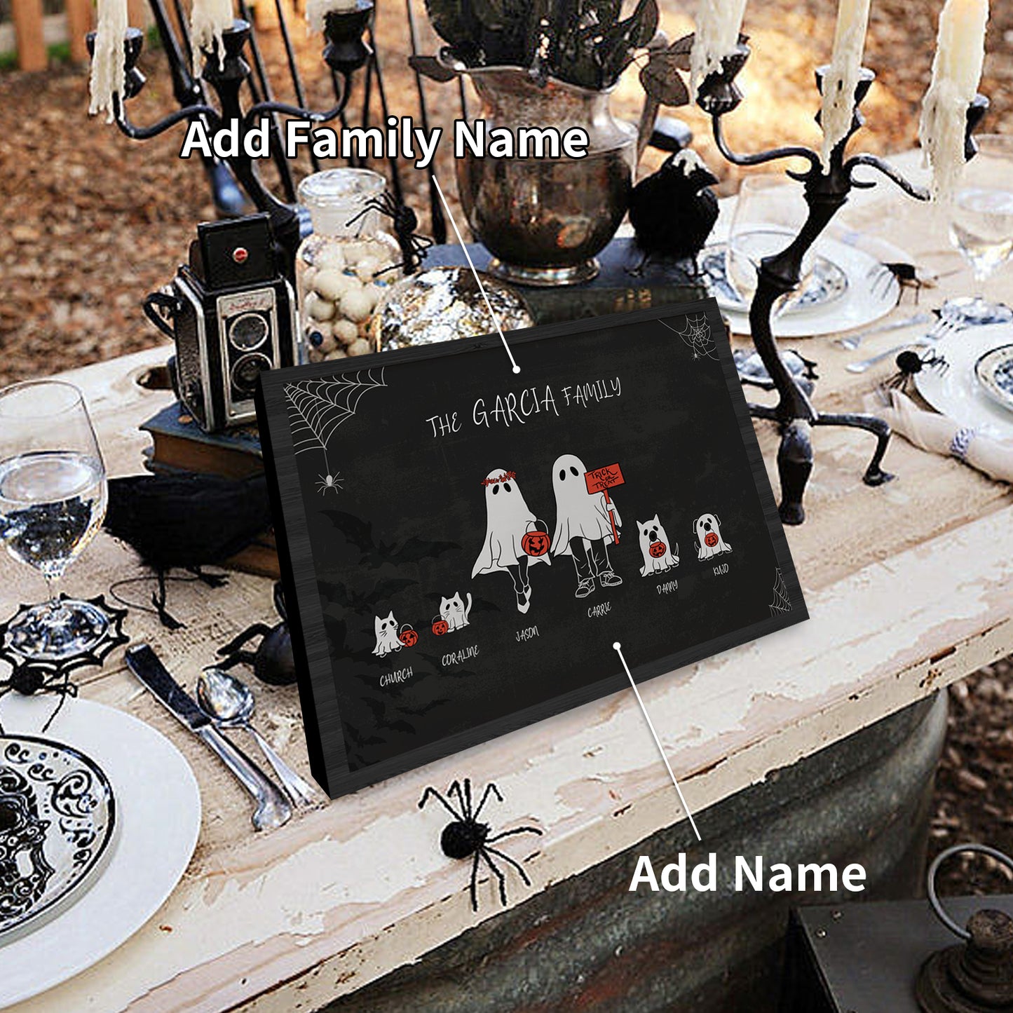 Personalized Halloween Sign, Custom Halloween Family Sign