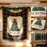 Personalized Christmas Family Blanket Custom with Elegant Tree & Family Name Fringe Christmas Blankets Holiday Throw Blanket Gift for Mom Dad Couple Wife Husband Xmas Gifts for Wedding
