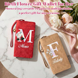 Personalized Wristlet Wallet for Women Custom Pearl Initial Birth Flower and Name PU Leather Wallet with Coin Pocket Id Window & Grip Hand Strap Mother's Day Birthday Gift for Mom Friends-xmj
