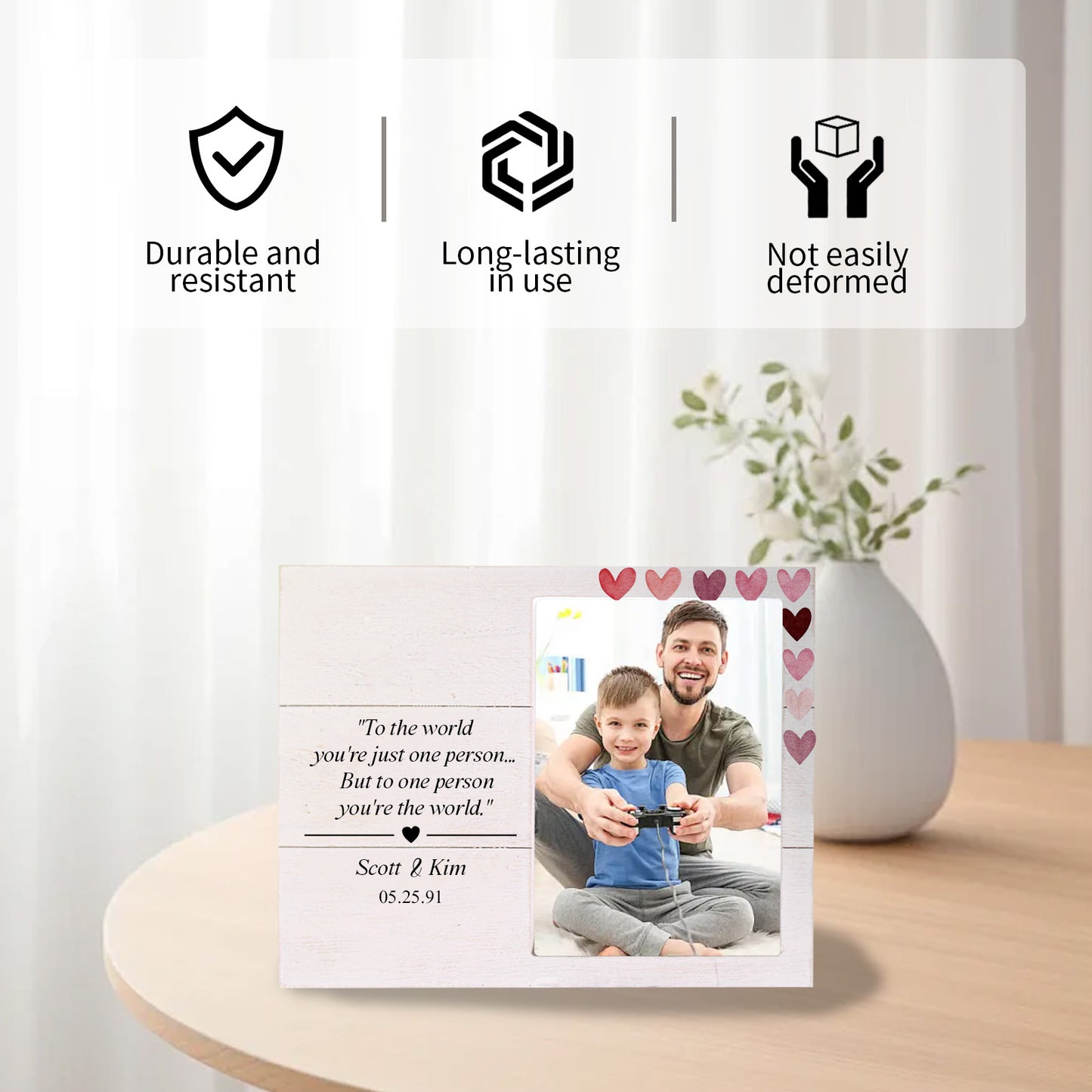Personalized Wooden Picture Frame for Mother, Father, Baby, Friend, and Family Pet