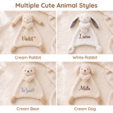 Personalized Baby Lovey Blanket Custom Embroidered Name Plush Bunny Blanket Baby Sleeping Comfort Towel Newborn Baptism Gifts for Boys Girls Baby Shower Birthday Easter