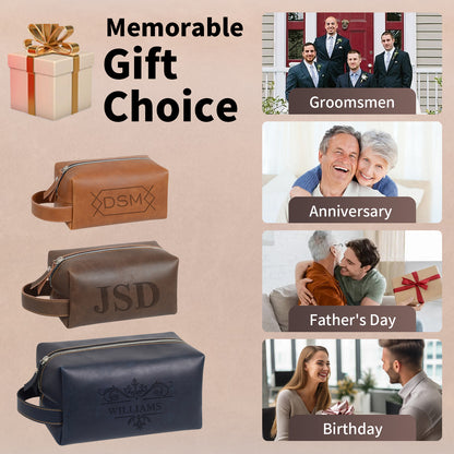 Personalized Toiletry Bag Customizable PU Leather Bag Dopp Kit Waterproof Wash Bag Suitable