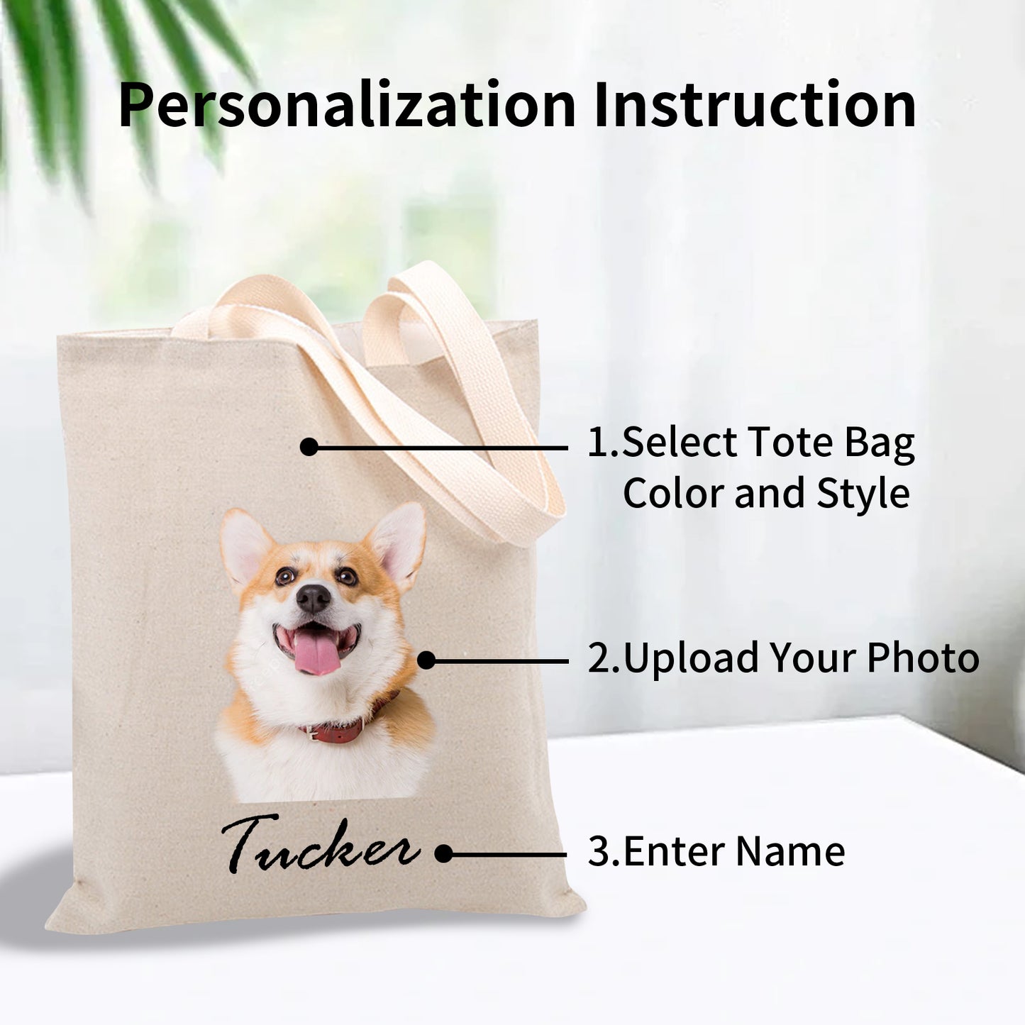 Personalized Pet Tote Bag, Customized Tote Bag, Personalized Zippered Bag for Women