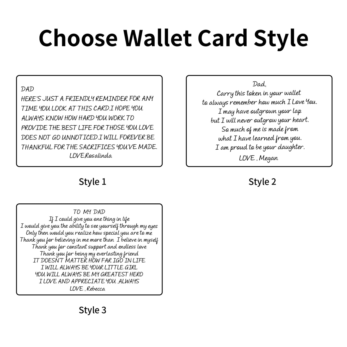 Personalized Wallet Card, Wallet Card for Dad, Father's Day Gift from Son or Daughter
