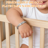 Personalized 18K Gold Plated Baby Name Bracelet Baby Id Protection Bracelet Adjustable Length Bracelet Baptism for Baby Birthstone Bracelets Gifts for Newborns Children New Parents