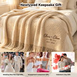 Personalized Couples Blanket with Embroidered Name & Date Wedding Gifts for Couples 2026 Cozy Fringe Blanket for Bed, Sofa Home Decor Cozy Gifts for Women Anniversary Birthday Wedding