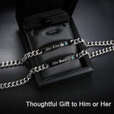 Personalized Matching Bracelets for Couple Engraving Name/Text 2 PCS Set Customized Metal Bracelet for Lover Custom Name Dainty Charm Bracelet for Men, Women Valentines Gift for Her Him Jewelry Set