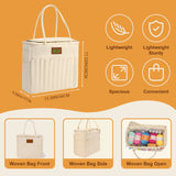 UIDMEN Personalized Name Crochet Bag Stylish Yarn Bag for Crochet and Knitting Projects Canvas Crochet Organizer with Multiple Pockets and Yarn Holes Knitting Bag for Crochet Lovers Mom Grandma