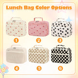 Personalized Insulated Lunch Bag Box for Girls Custom Lunch Bag with Name & Flower Portable Preppy Lunchbox Bag for Teens Girls Reusable lunchboxes for School Travel Picnic Birthday Gifts