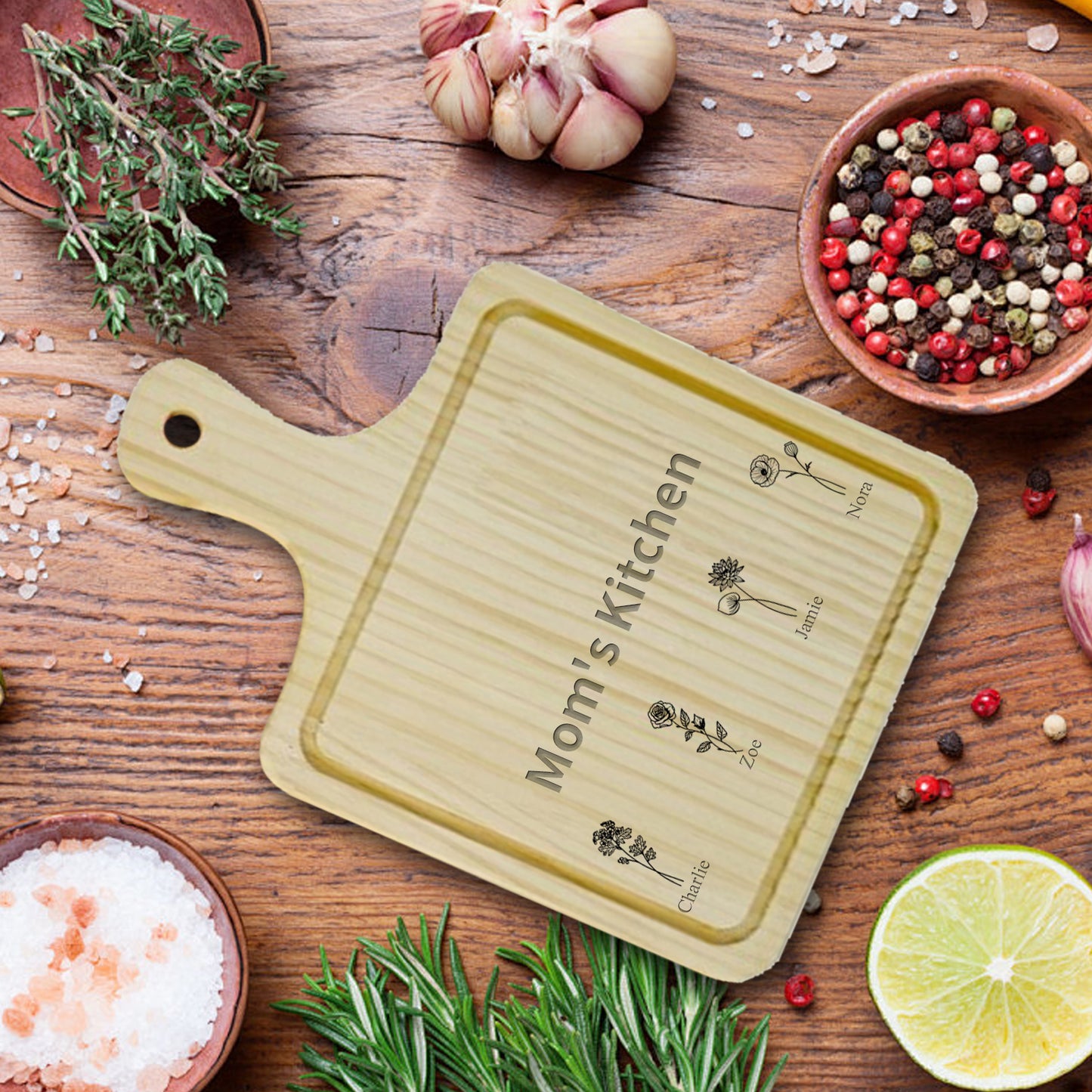 Personalized Birth Flower Cheese Board