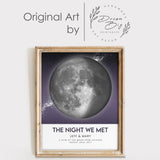 Custom Moon Phase Gift for Specific Date | Romantic Gifts for Her | Gifts for Husband | Personalized Night Sky | Paper Anniversary | (e.g. Wedding Valentine's Day Birthday etc) | Grey with Thin Border & Front Glow
