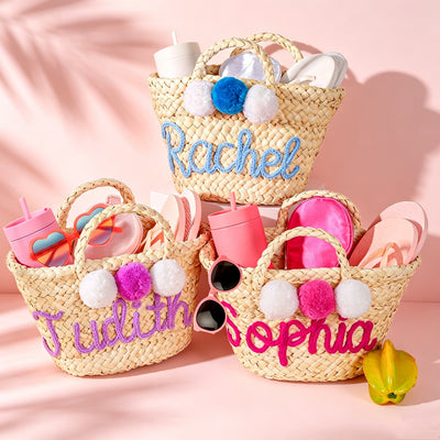Personalized Beach Tote Bag for Women Summer Straw Bag with Name Waterproof Travel Storage Bag Shoulder Bag Bridal Shower Gift Gifts for Mom Grandma Wife Girlfriend Bride Bridesmaid Bestie