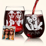 Regalos personalizados para mejores amigas en retrato de cristal de 15 oz